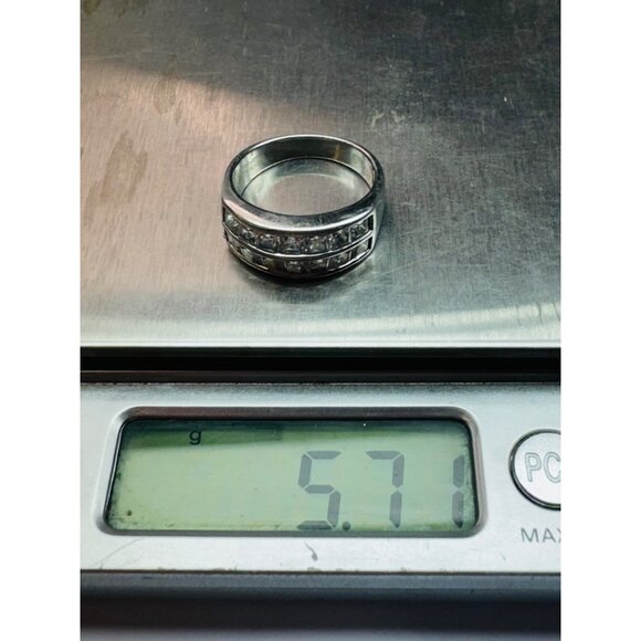 Estate Sterling Silver 925 CZ Ladies Half Eternity Wedding Band Ring Size 8 - Picture 10 of 10